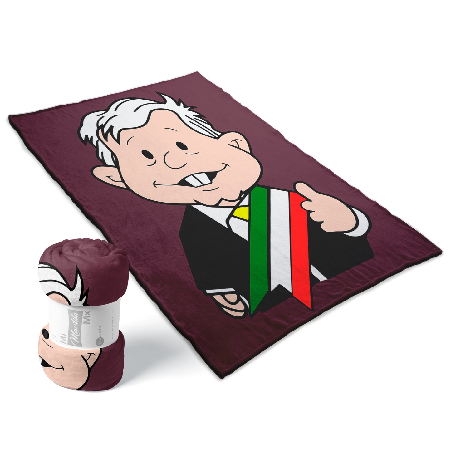 Combo Frazada y Peluche Amlo Amlito Individual