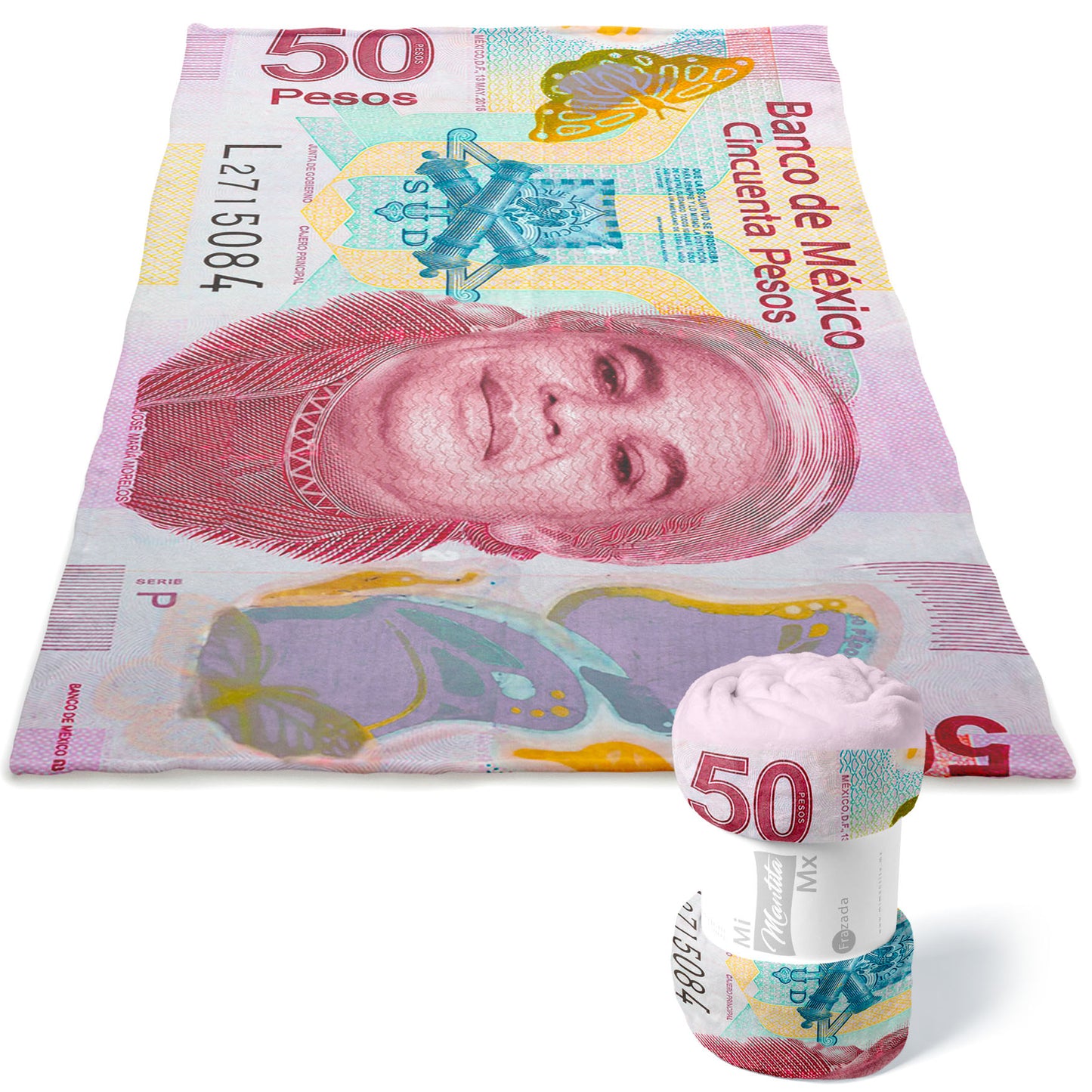 Mantita Juanga Cobija Billete 50 Tela Polar Suave Indvidual
