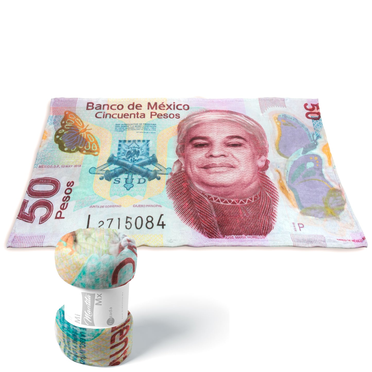 Mantita Juanga Cobija Billete 50 Tela Polar Suave Indvidual