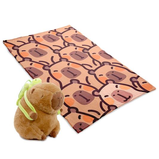 Combo Frazada y Peluche Capibara Individual